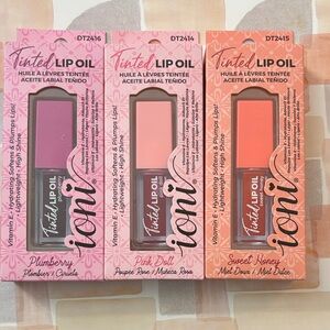 Icon Tinted Lip Oil Trio - Plumberry Purple, Pink Doll, Sweet Honey